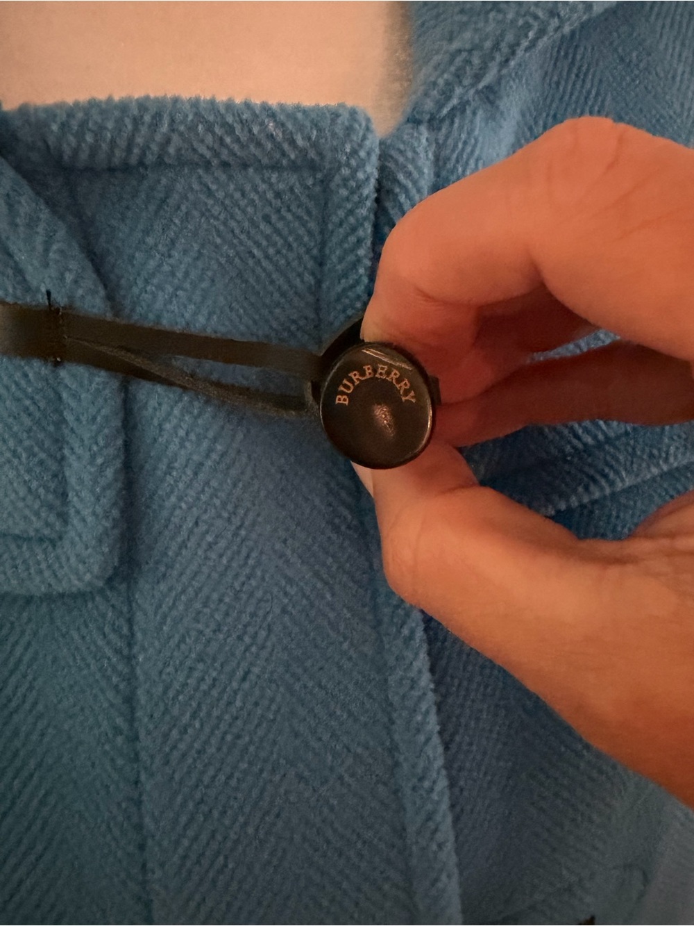 Burberry Brit Bright Blue Wool Hooded Toggle Duffle Coat - Picture 3 of 9